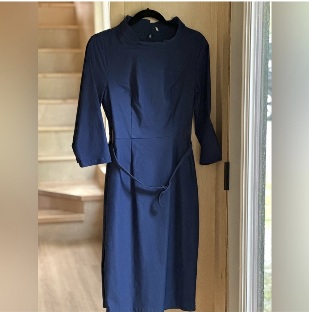 4 FOR $100 - Blue Vintage Inspired Wiggle Dress - Picture 2 of 8